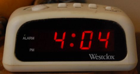 [images of digital clock reading 4:04]