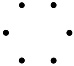 [six dots in the shape of a hexagon]
